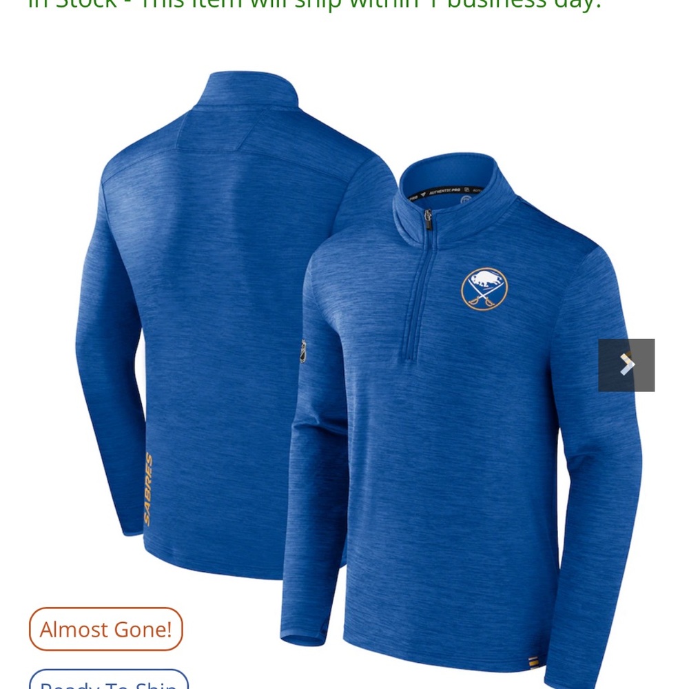 Buffalo Sabres Fanatics Branded Authentic Pro Quarter-Zip Pullover